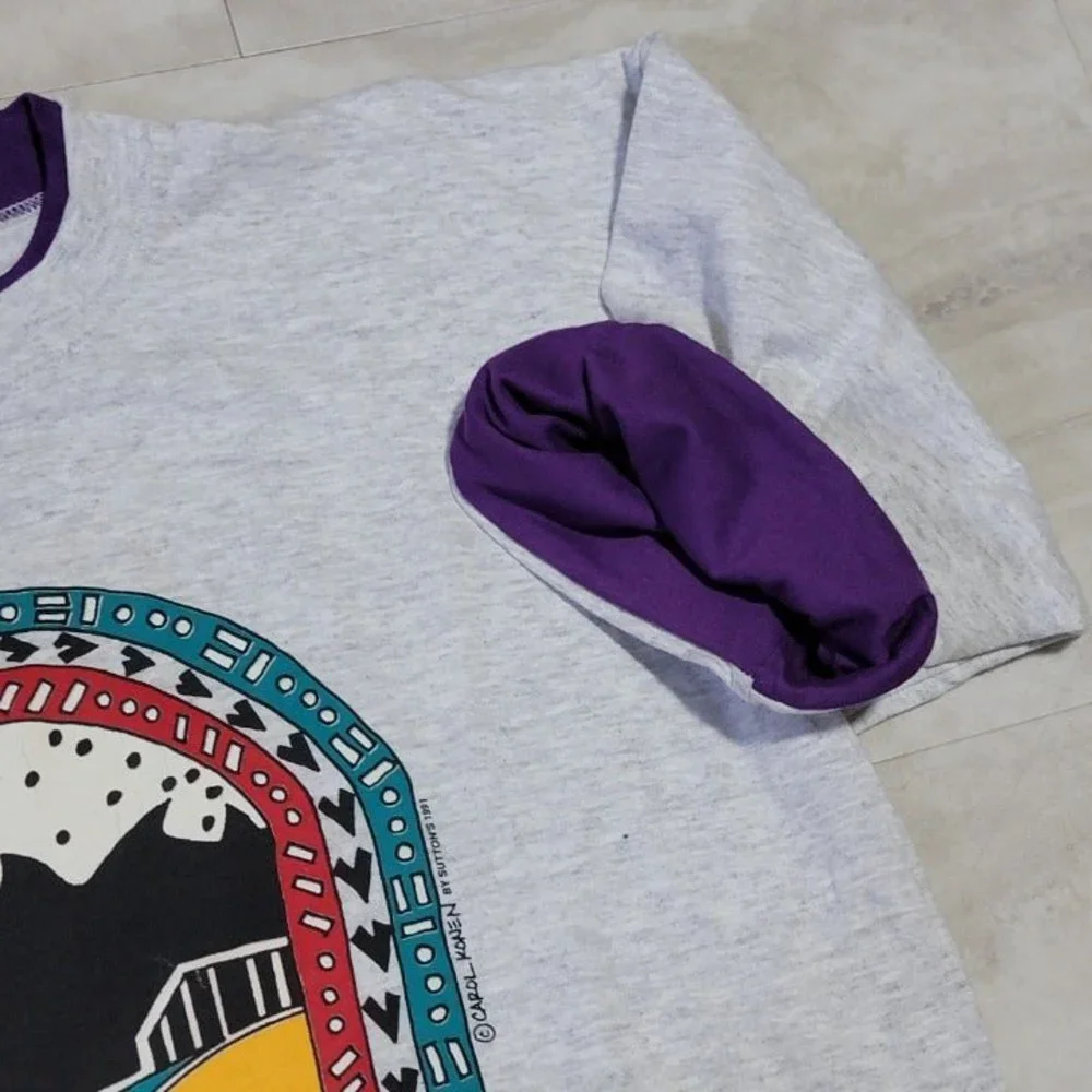 Vintage Dinkey Creek Aztec Fish Graphic Gray Double Collared and Sleeve Premier - Picture 1 of 8